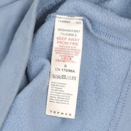 Topman Men’s Blue 1/2 Zip Fleece Sweatshirt Size S Regular Fit