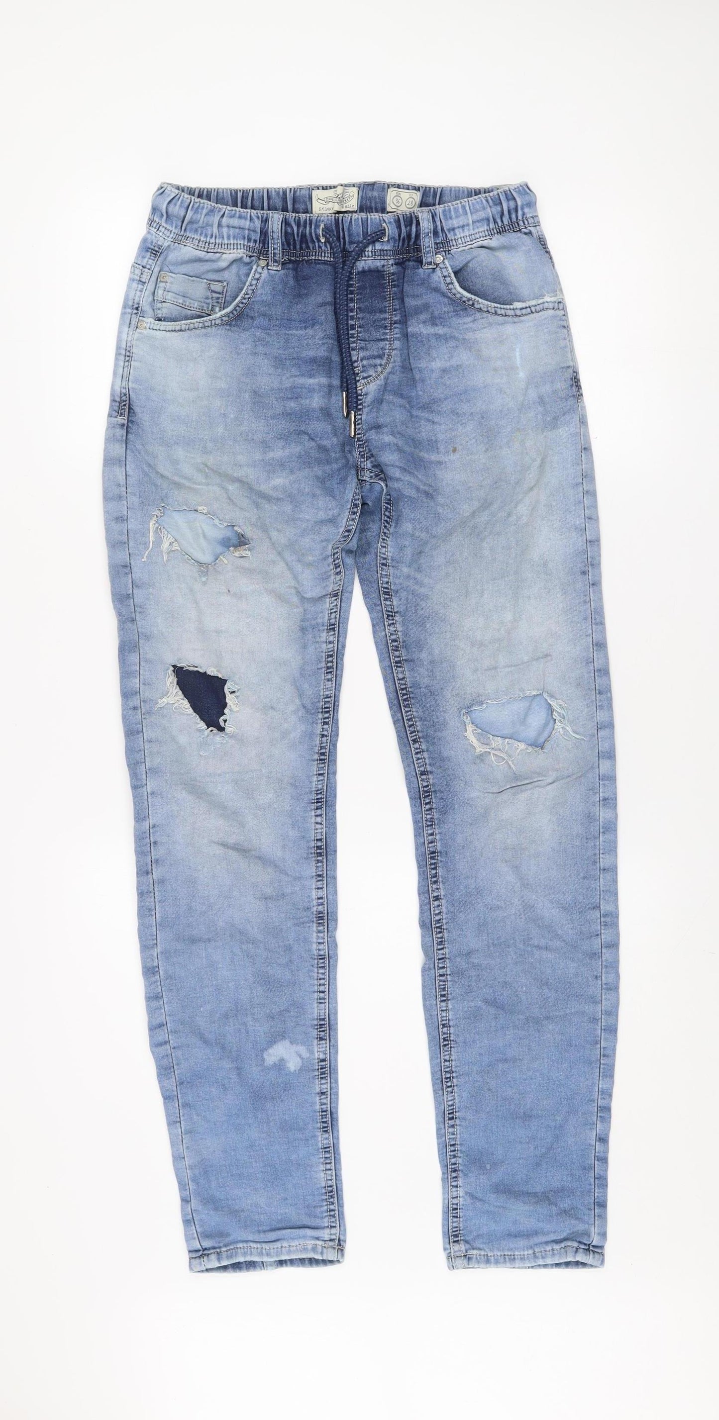 Celio Blue French Market Skinny Fit Light Blue Distressed Jeans Men EUR 36