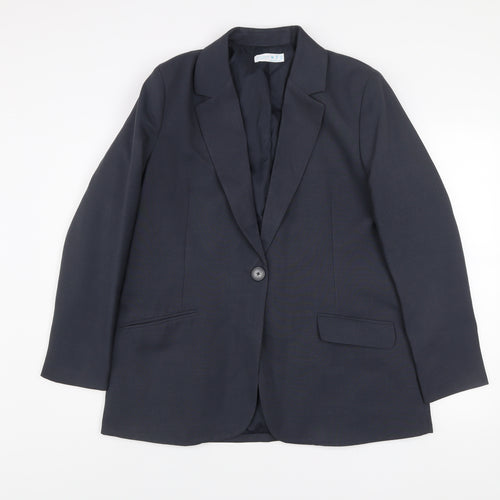 Primark Women Black Regular Fit One-Button Blazer Jacket Size M 12-14