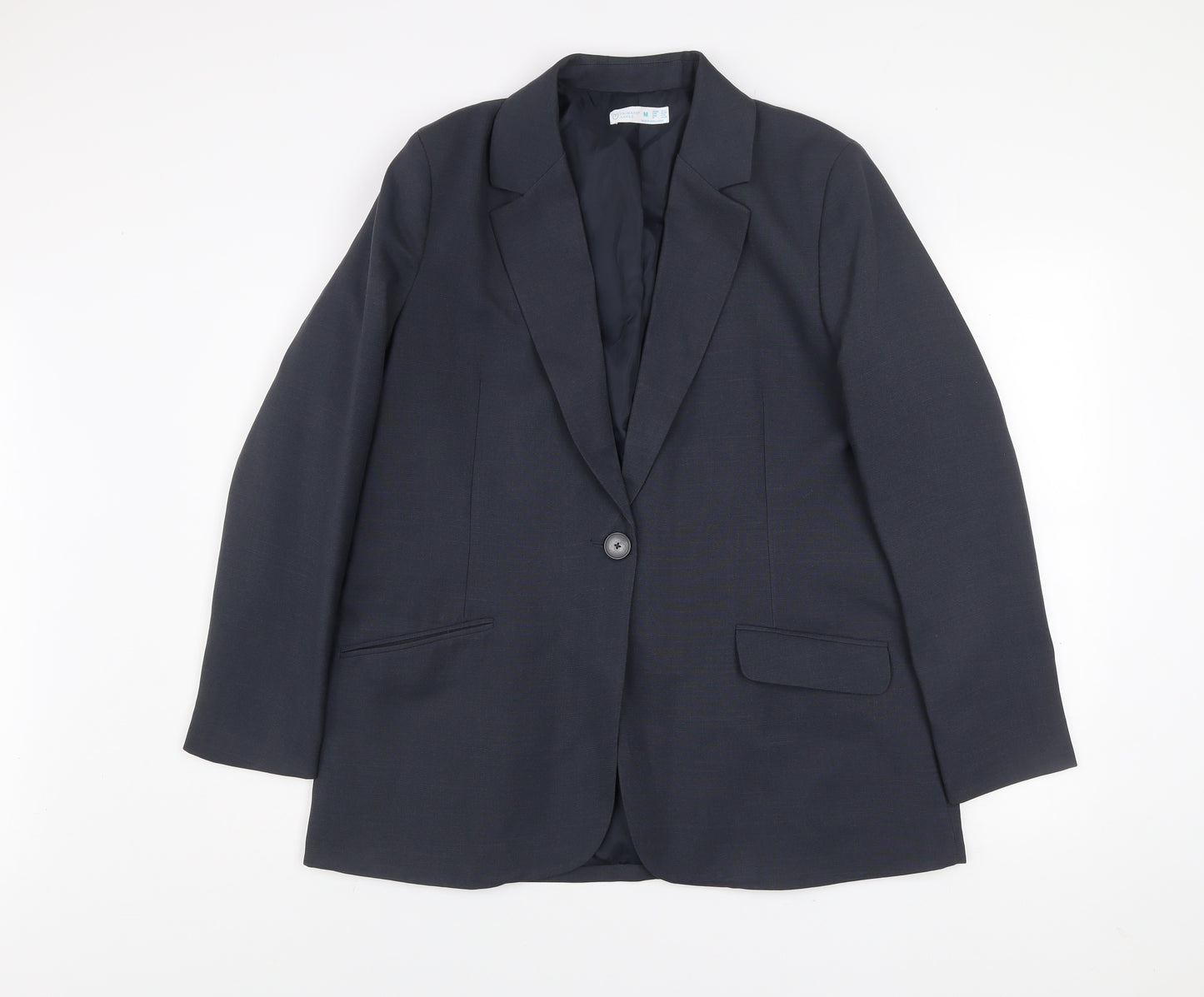 Primark Women Black Regular Fit One-Button Blazer Jacket Size M 12-14