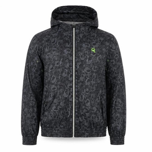 Rebel Boys Black Skull Print Hooded Windbreaker Jacket 12 Years