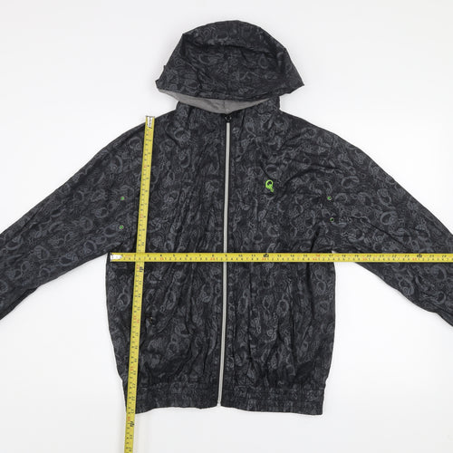 Rebel Boys Black Skull Print Hooded Windbreaker Jacket 12 Years
