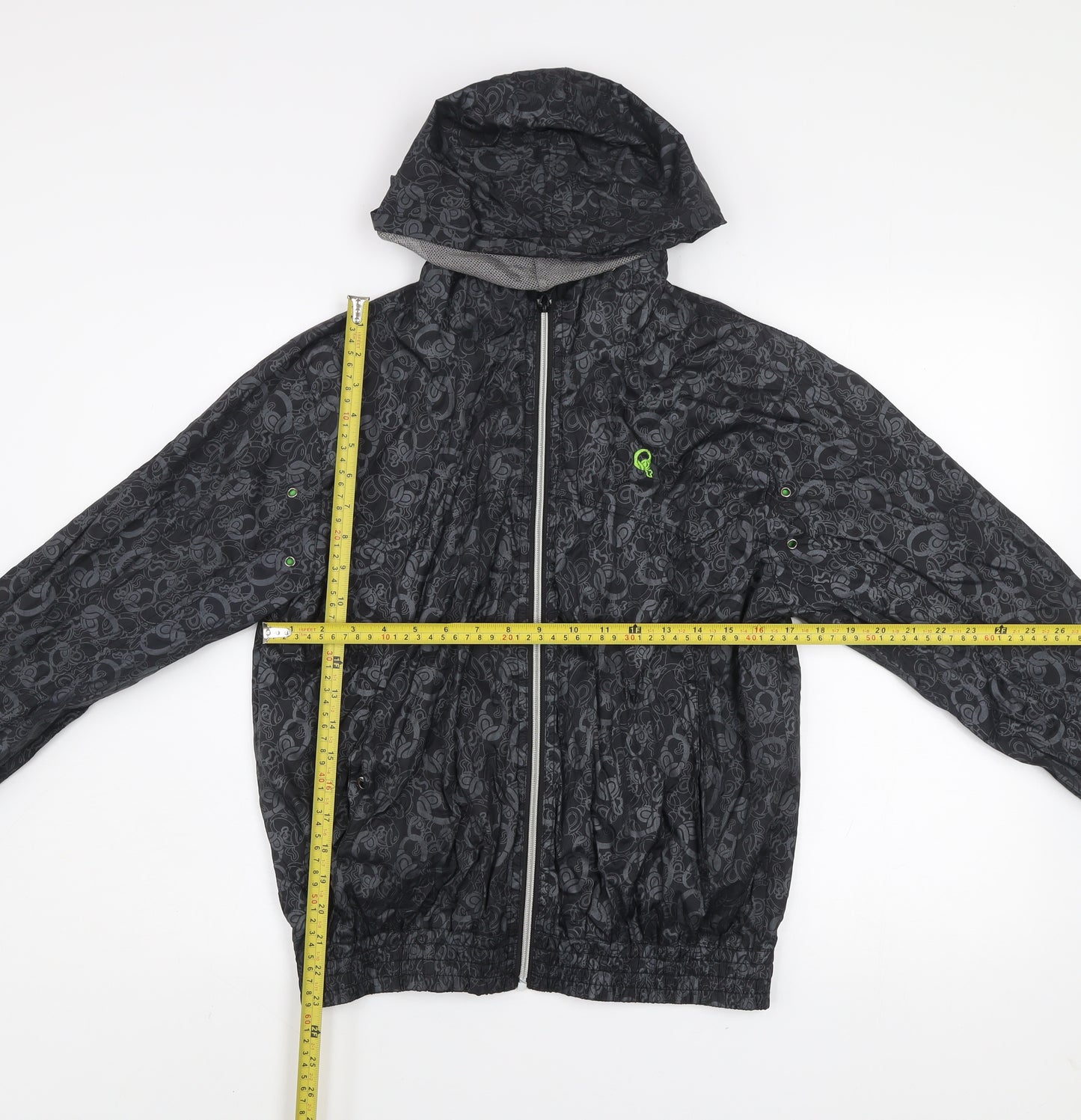 Rebel Boys Black Skull Print Hooded Windbreaker Jacket 12 Years