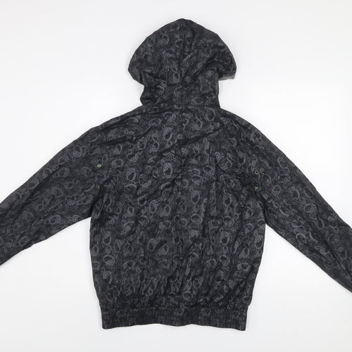 Rebel Boys Black Skull Print Hooded Windbreaker Jacket 12 Years