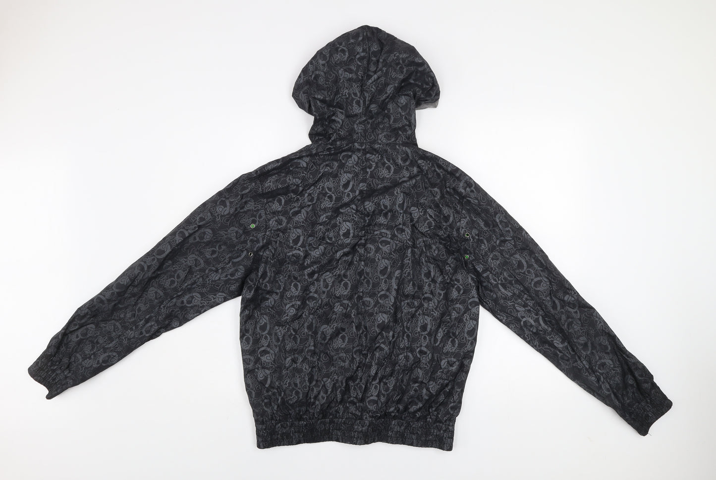 Rebel Boys Black Skull Print Hooded Windbreaker Jacket 12 Years