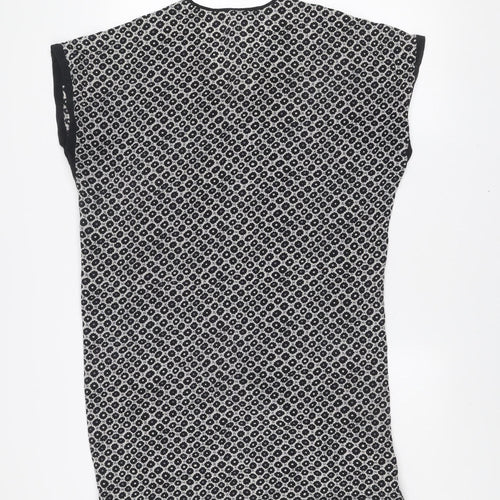 Gerard Darel Women's Black Floral Viscose Sleeveless Shift Dress Size 10
