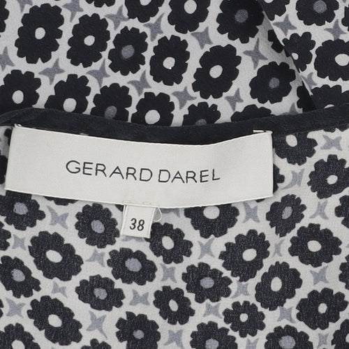 Gerard Darel Women's Black Floral Viscose Sleeveless Shift Dress Size 10