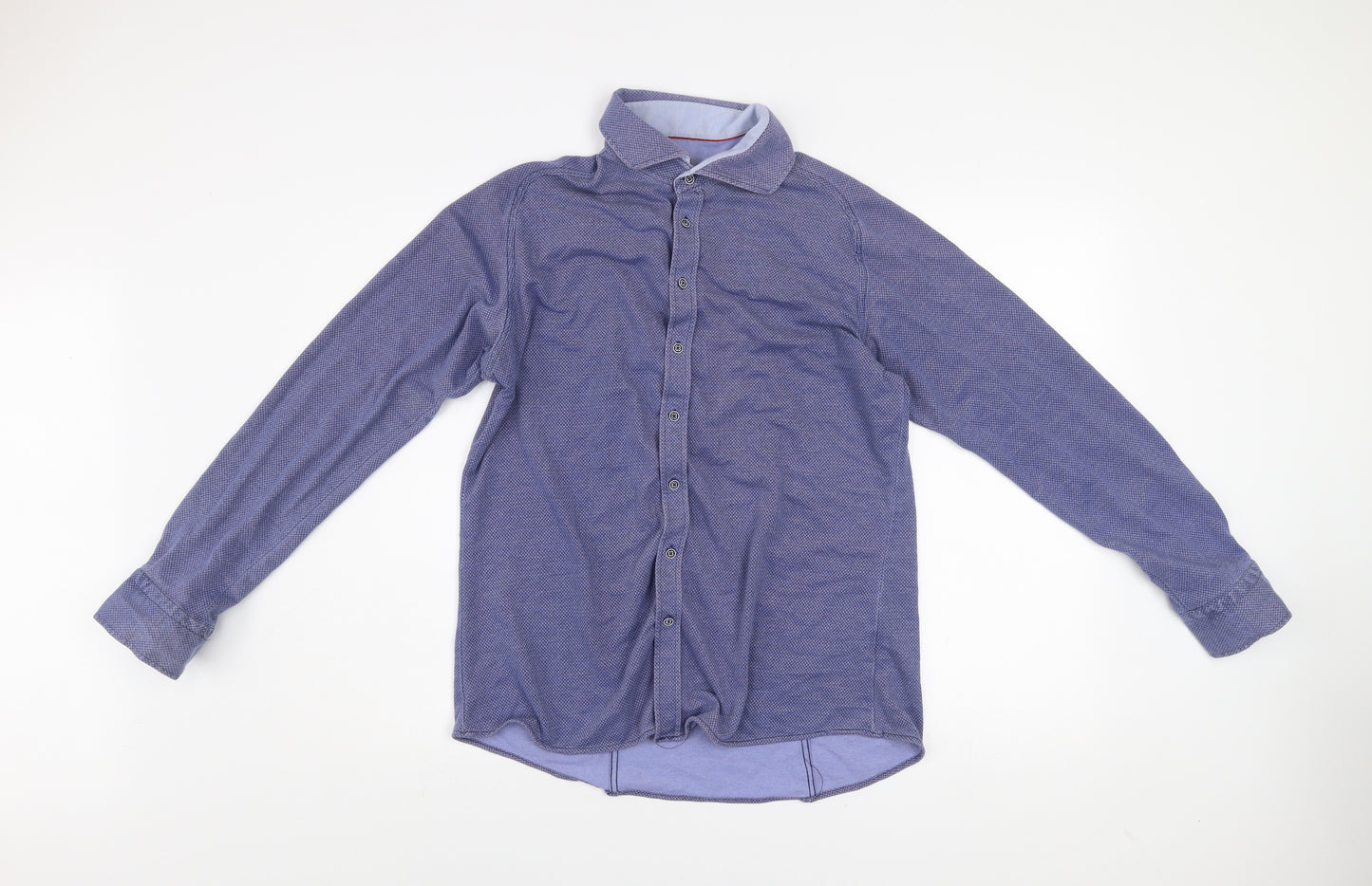 Benetti Mens Blue Long Sleeve Stretch Button-Up Shirt Size L