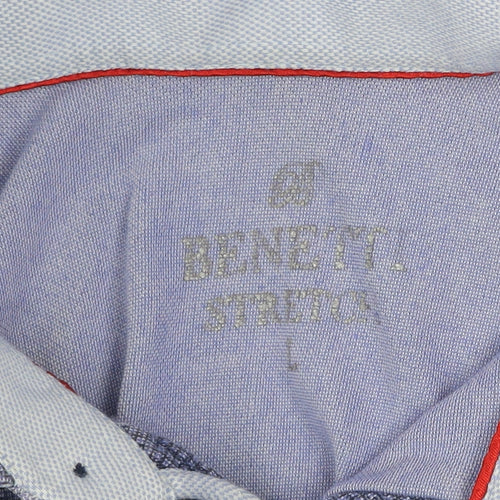 Benetti Mens Blue Long Sleeve Stretch Button-Up Shirt Size L