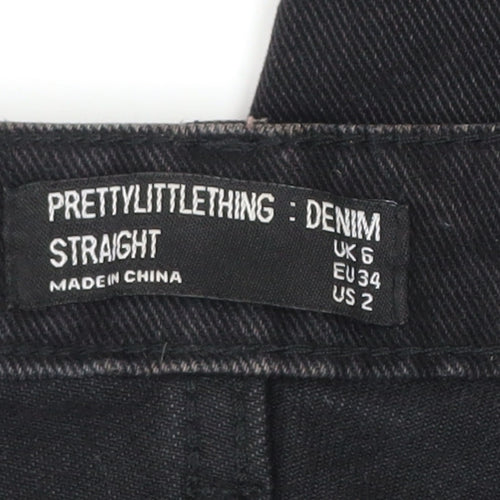 PrettyLittleThing Women Black Size 6 Straight Denim Jeans