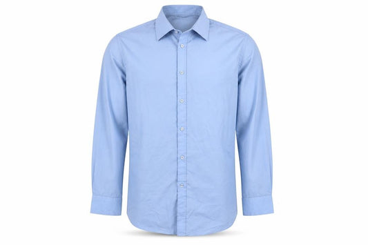 Front view of Dunnes Men's Blue Slim Fit Long Sleeve Button-Up Shirt 16.5in 42cm