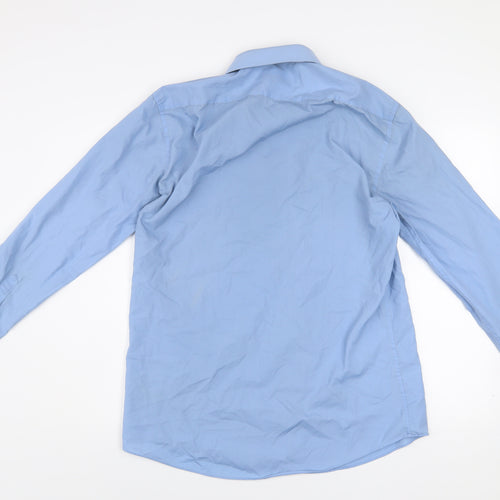 Dunnes Stores Men's Blue Slim Fit Long Sleeve Button-Up Shirt 16.5in 42cm