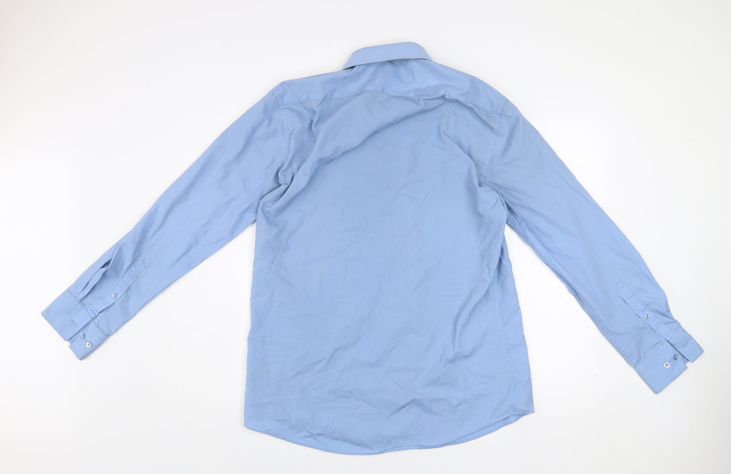 Dunnes Stores Men's Blue Slim Fit Long Sleeve Button-Up Shirt 16.5in 42cm