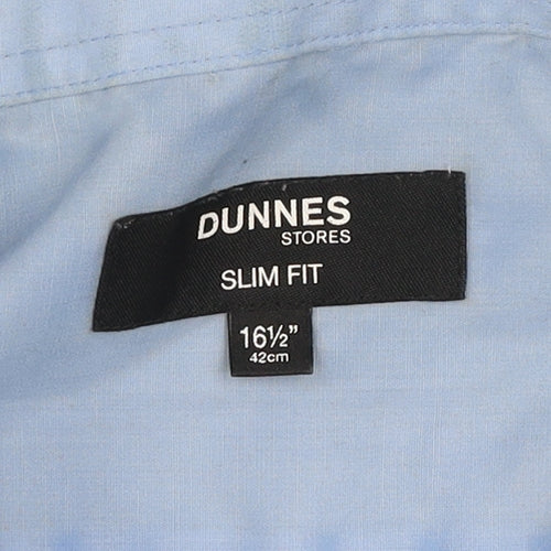 Dunnes Stores Men's Blue Slim Fit Long Sleeve Button-Up Shirt 16.5in 42cm