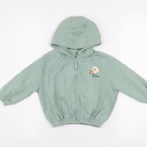 Bonnes Stores Girls Green Hooded Full Zip Jacket 2-3 Years Best Friends Print