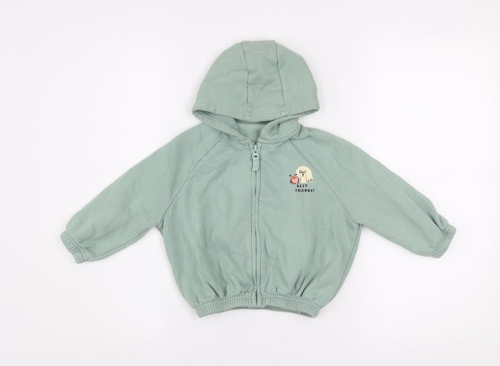Bonnes Stores Girls Green Hooded Full Zip Jacket 2-3 Years Best Friends Print