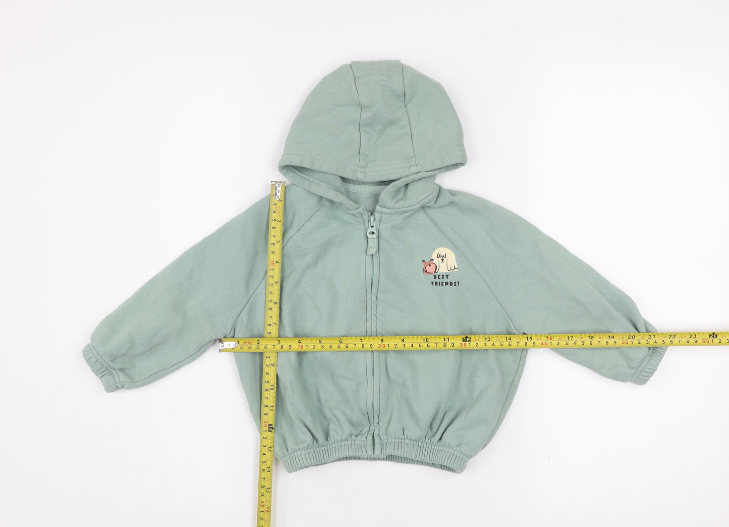Bonnes Stores Girls Green Hooded Full Zip Jacket 2-3 Years Best Friends Print