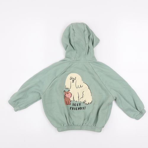Bonnes Stores Girls Green Hooded Full Zip Jacket 2-3 Years Best Friends Print