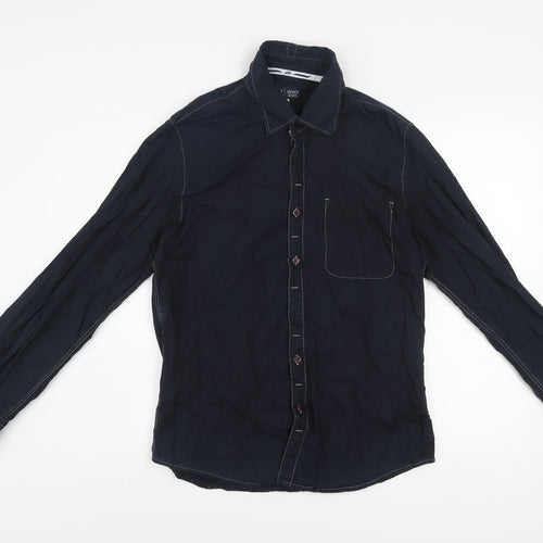 Armani Jeans Men's Blue Cotton Long Sleeve Button-Up Shirt M