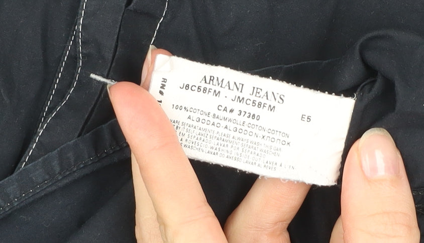 Armani Jeans Men's Blue Cotton Long Sleeve Button-Up Shirt M