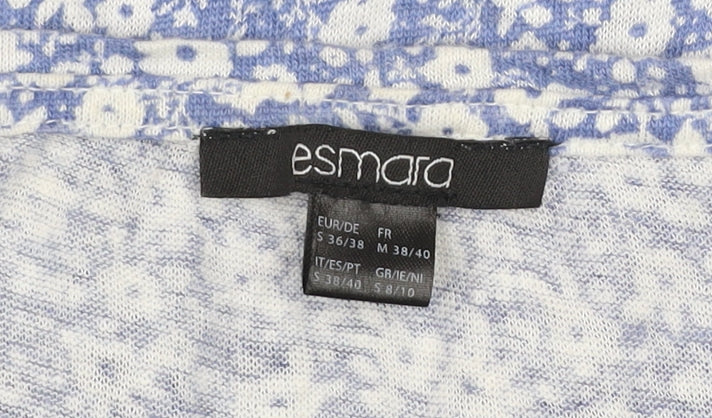 Esmara Women's Blue Floral Cotton Blend Sleeveless T-Shirt Size 8