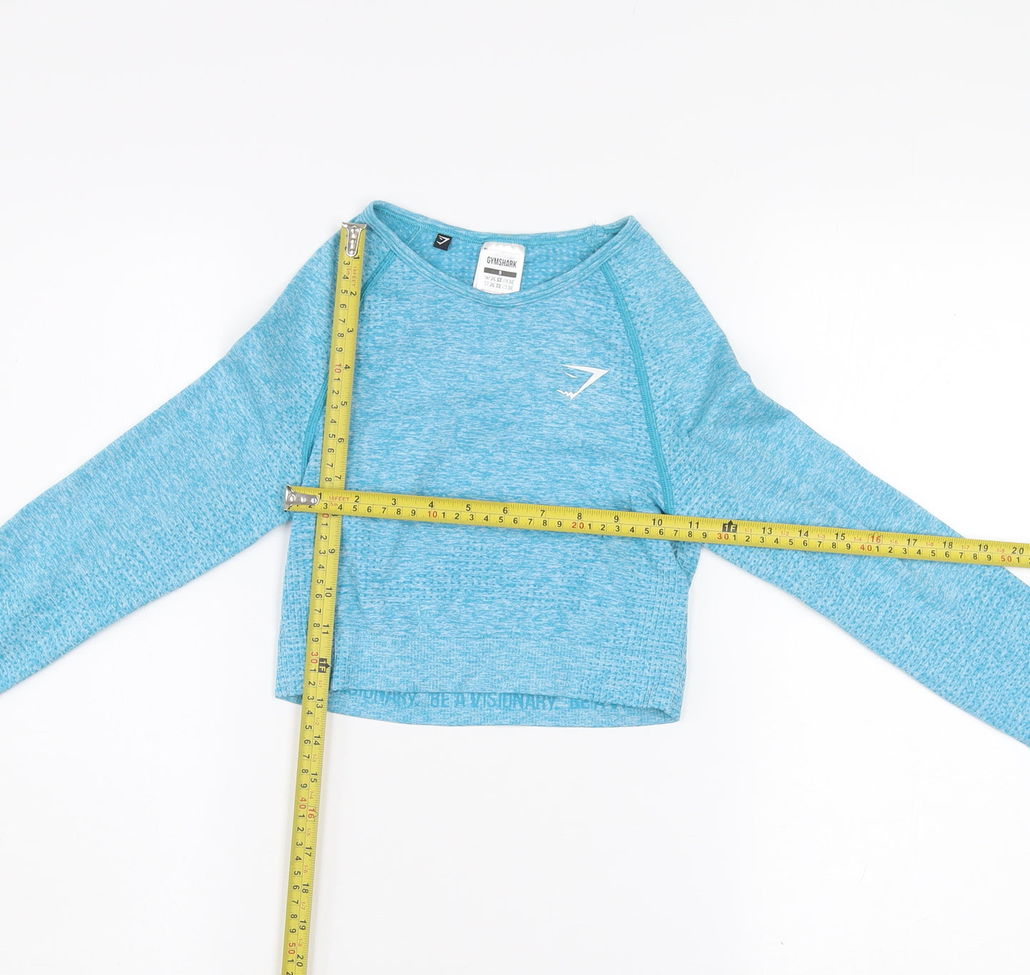 Gymshark Women's Blue Long Sleeve Cropped Sports Top Size S