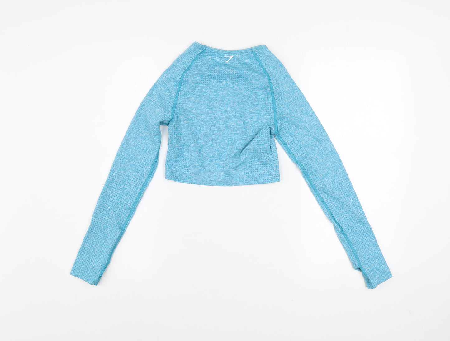 Gymshark Women's Blue Long Sleeve Cropped Sports Top Size S