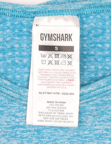 Gymshark Women's Blue Long Sleeve Cropped Sports Top Size S