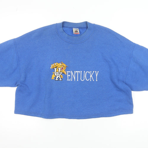 Fruit of the Loom Women Blue Kentucky Embroidered Pullover Sweatshirt L