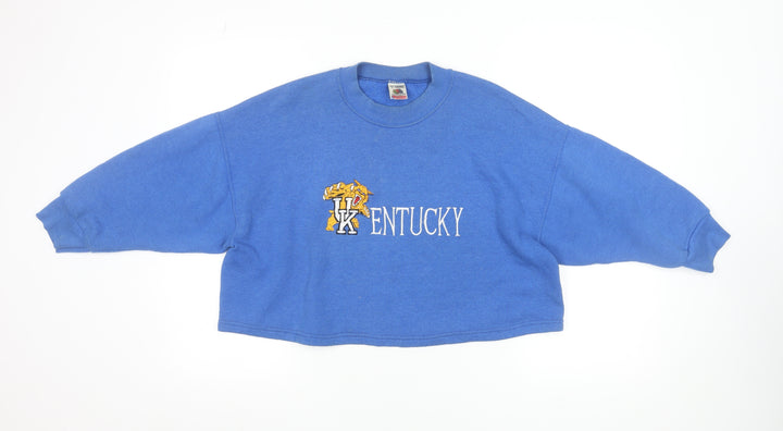 Fruit of the Loom Women Blue Kentucky Embroidered Pullover Sweatshirt L