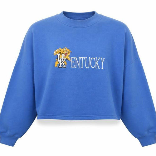 Fruit of the Loom Women Blue Kentucky Embroidered Pullover Sweatshirt L