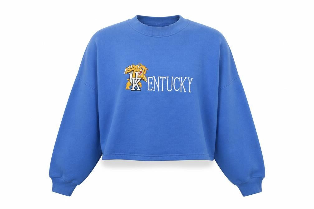 Fruit of the Loom Women Blue Kentucky Embroidered Pullover Sweatshirt L