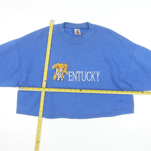 Fruit of the Loom Women Blue Kentucky Embroidered Pullover Sweatshirt L