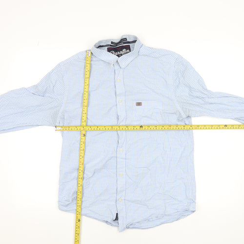 Paraffin Men’s Blue Check Long Sleeve Button-Up Cotton Shirt Size L