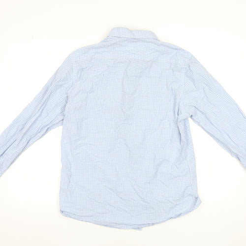 Paraffin Men’s Blue Check Long Sleeve Button-Up Cotton Shirt Size L