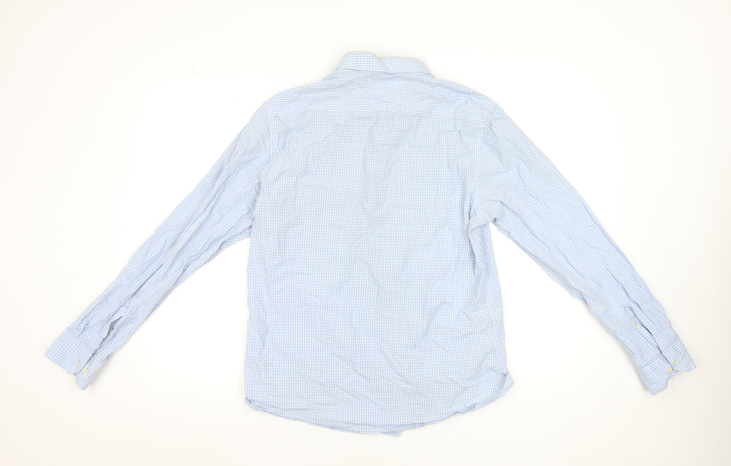 Paraffin Men’s Blue Check Long Sleeve Button-Up Cotton Shirt Size L