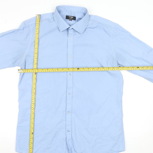 Dunnes Stores Men's Blue Slim Fit Long Sleeve Button-Up Shirt Size 16.5