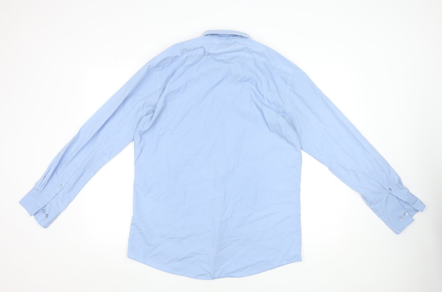 Dunnes Stores Men's Blue Slim Fit Long Sleeve Button-Up Shirt Size 16.5