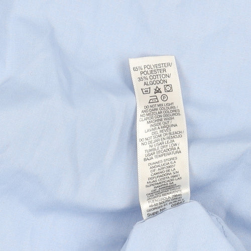 Dunnes Stores Men's Blue Slim Fit Long Sleeve Button-Up Shirt Size 16.5