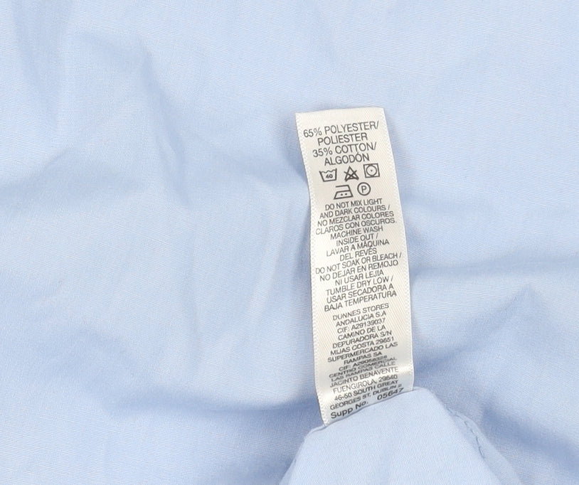 Dunnes Stores Men's Blue Slim Fit Long Sleeve Button-Up Shirt Size 16.5