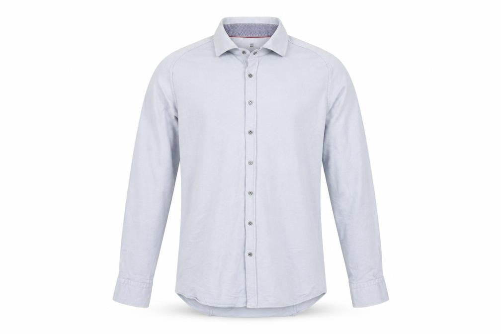 Front view of Benetti Men’s Blue Slim Fit Stretch Cotton Button-Up Shirt L