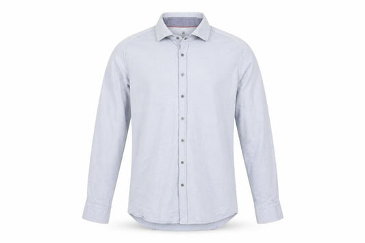 Front view of Benetti Men’s Blue Slim Fit Stretch Cotton Button-Up Shirt L