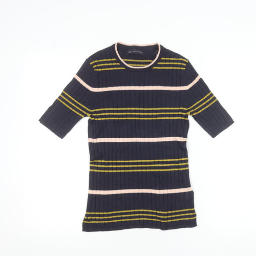 Marks and Spencer Women’s Blue Striped Knit Short Sleeve Top Size 10