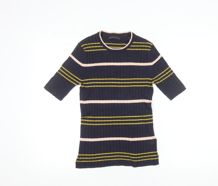 Marks and Spencer Women’s Blue Striped Knit Short Sleeve Top Size 10