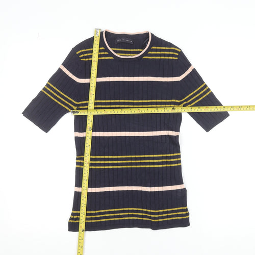 Marks and Spencer Women’s Blue Striped Knit Short Sleeve Top Size 10