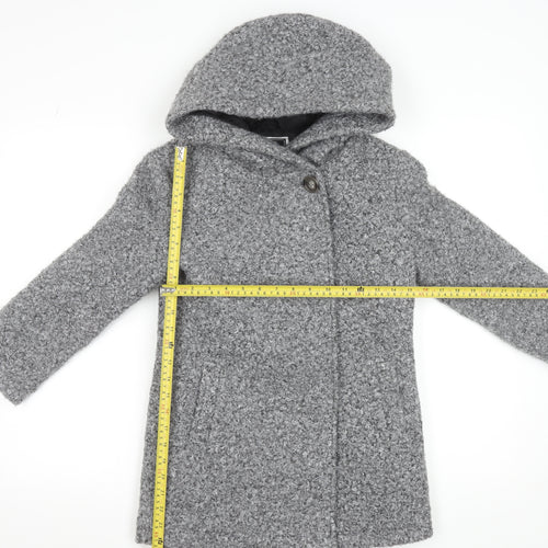 C&A Girls Grey Hooded Bouclé Mid-Length Coat 8-9 Years