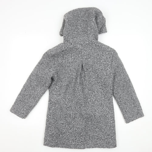 C&A Girls Grey Hooded Bouclé Mid-Length Coat 8-9 Years