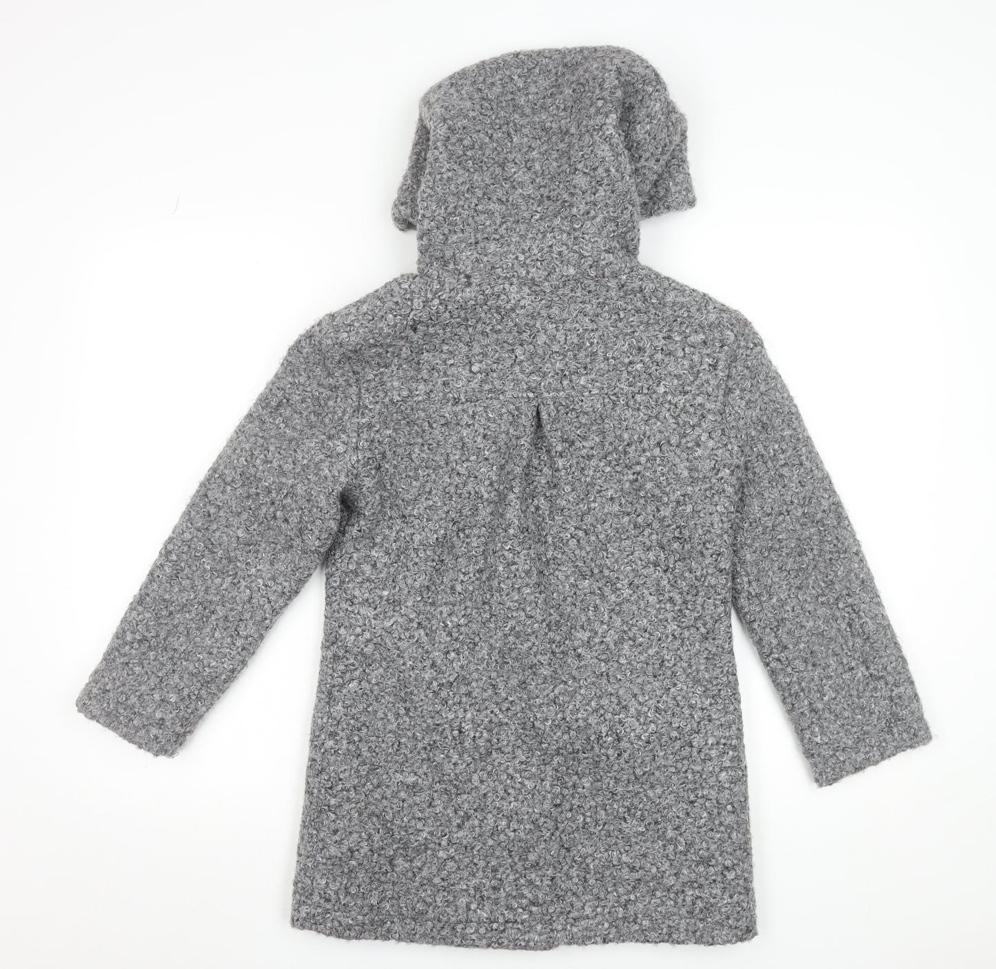 C&A Girls Grey Hooded Bouclé Mid-Length Coat 8-9 Years