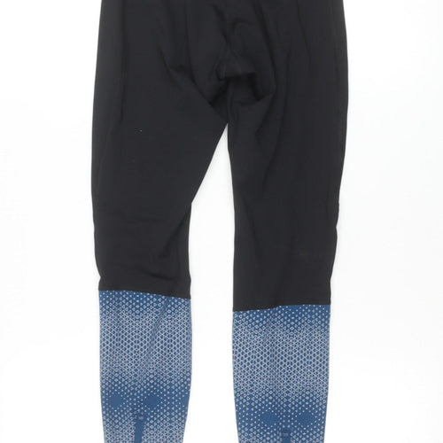 Asics Womens Black Blue Running Leggings Size S Moisture Wicking