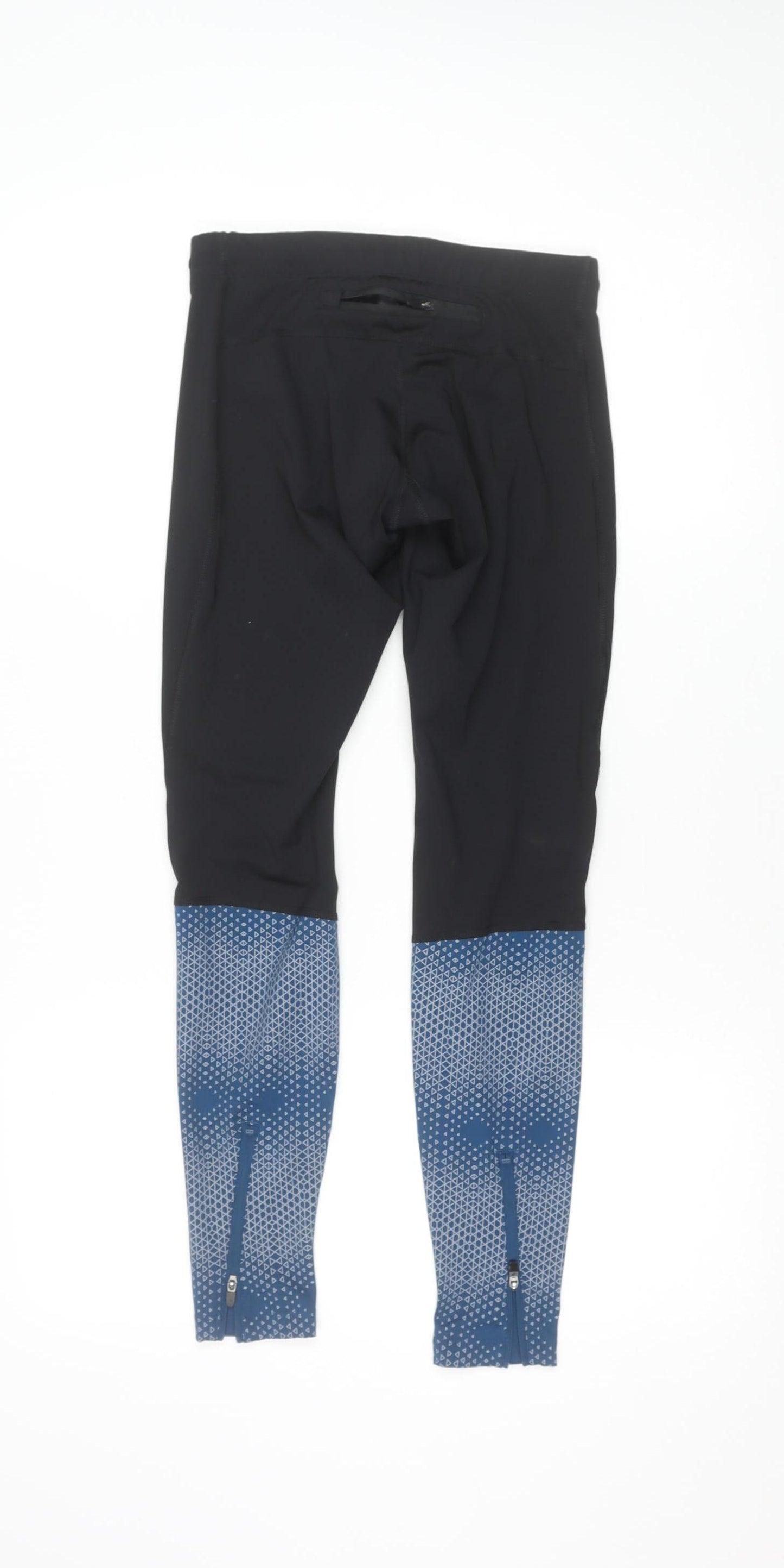 Asics Womens Black Blue Running Leggings Size S Moisture Wicking